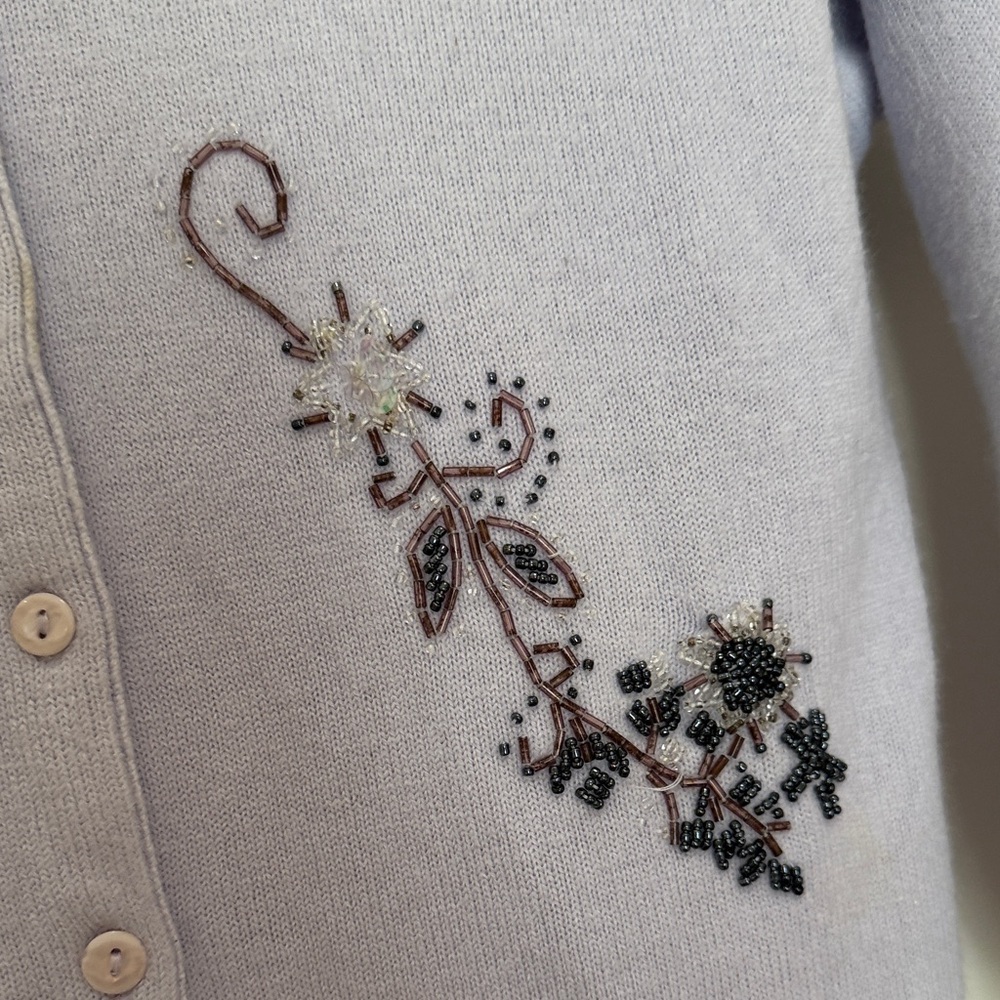 Kathie Lee Collection Light Purple Embroidered Cardigan - Picture 5 of 7